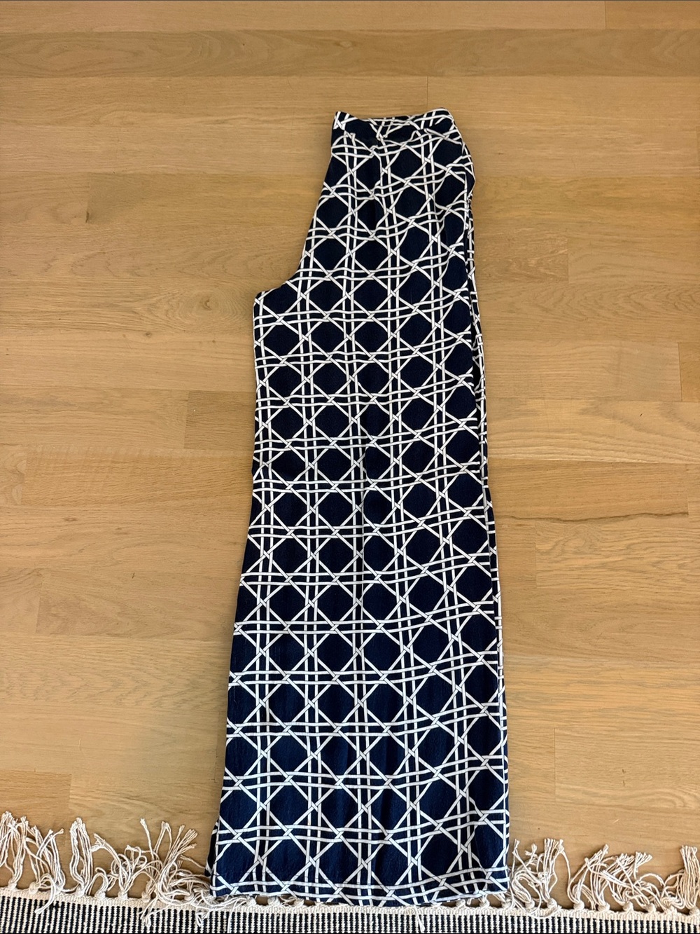 Navy and White Tart Patterned wide leg flowy pants